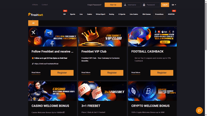 Freshbet Gambling Enterprise Spiltilbud